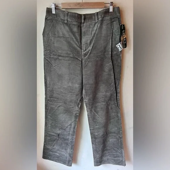 💚 Lauren Ralph Lauren Corduroy Pants Beacon Grey size 12‎ NWT