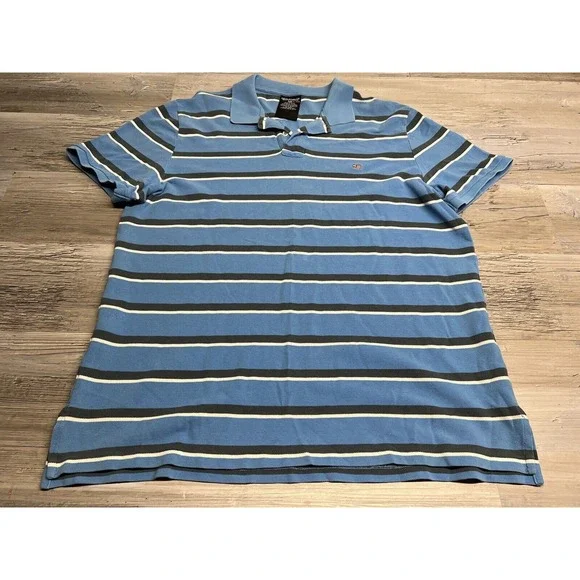 Polo‎ Jeans Co Ralph Lauren Shirt Men's XL Blue & Navy Striped Ribbed