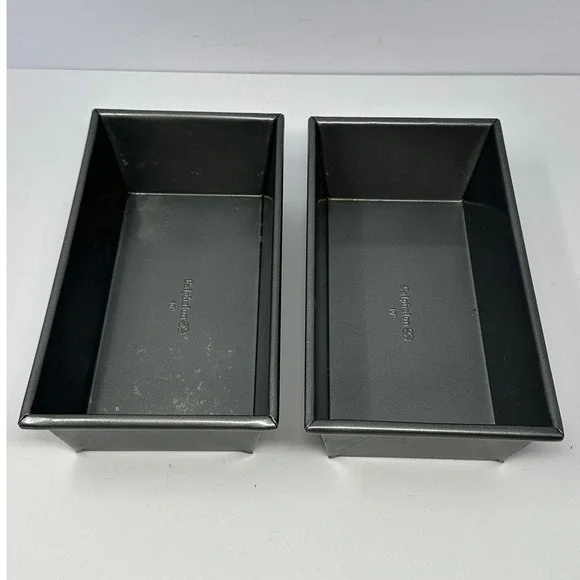 Calphalon 10 Inch Loaf Pan Set of 2 Dark Grey Nonstick Steel Bread Bakeware B9