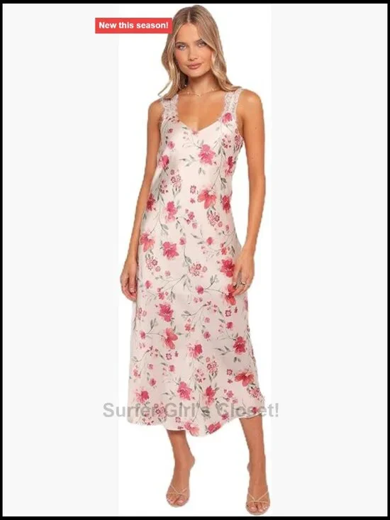 Petal & Pup Women's Bennett Midi Dress Floral A-Line V-Neck Sleeveless