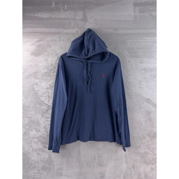 Polo Ralph‎ Lauren Hooded Jersey T Shirt Mens Size Large Blue Casual Preppy