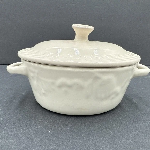 Vintage SIGNATURE Pottery Small Crock w/Lid 5‎ 3/4