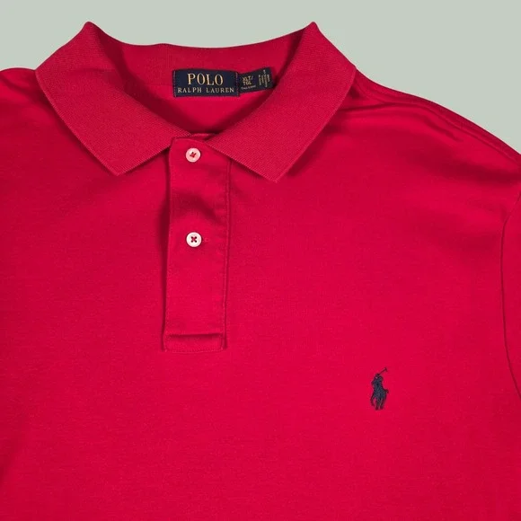 Polo Ralph Lauren Men XLT XL Tall Short Sleeve Polo Shirt Red 100% Cotton Preppy