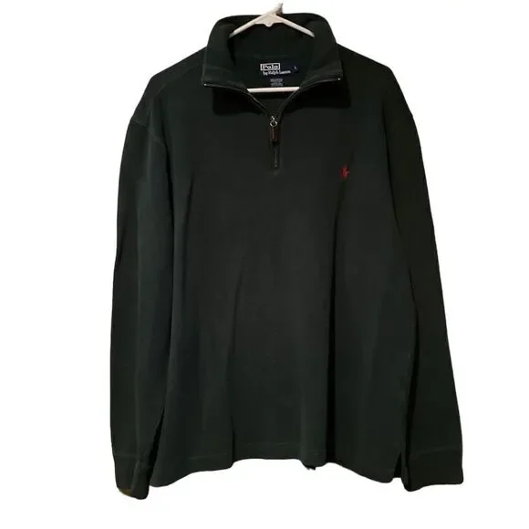 Polo Ralph Lauren Emerald Green Half Zip Pullover Pony Embroidered Size Large