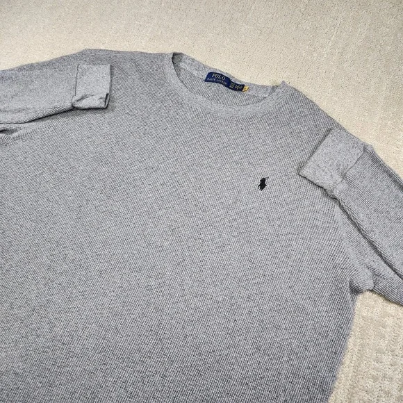Polo Ralph Lauren Shirt Men‎ 2XLT Waffle Knit Thermal Heavy Cotton Gray Crewneck