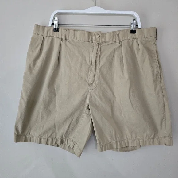 Polo Ralph Lauren Tyler Short Mens 40 Tan Khaki Pleated Chino Cotton Shorts 0636