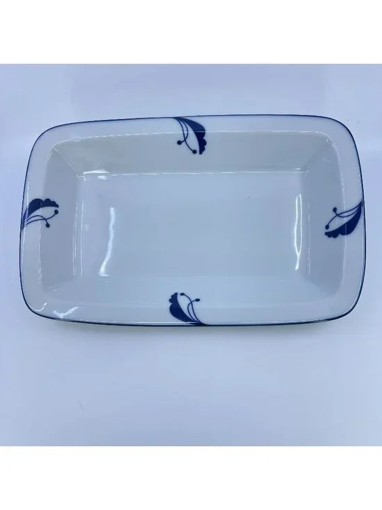 vintage dansk flora bayberry blue rectangular baking dish porcelain japan