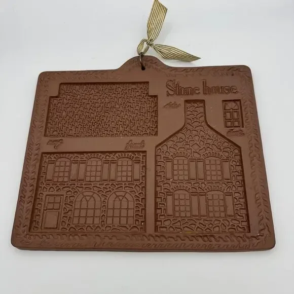 Hartstone Vintage Stone House Gingerbread Cookie Mold Terracotta Wall Hanging