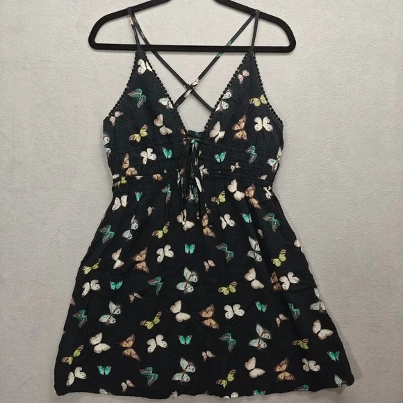 Wild Fable Butterfly Babydoll Dress Womens M Strappy Back 90s Y2K Whimsigoth