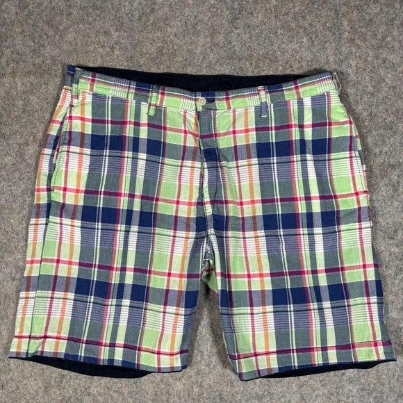 Polo Ralph Lauren Reversible Shorts Mens 40 T Madras Plaid 100% Cotton‎ Vintage