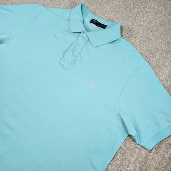 Polo‎ Ralph Lauren Shirt Men 2XLT Polo Iconic Mesh Cotton Green Wealth Luxury