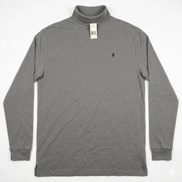 Polo Ralph‎ Lauren Turtleneck Shirt XXL Gray Vintage Made in USA NWT Cotton