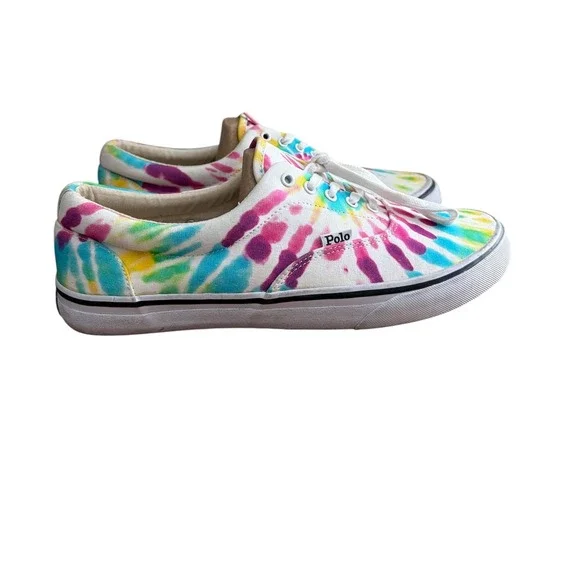 Polo Ralph Lauren Sneakers‎ Mens 11 D Multicolor Tie Dye Canvas Low Top Shoes
