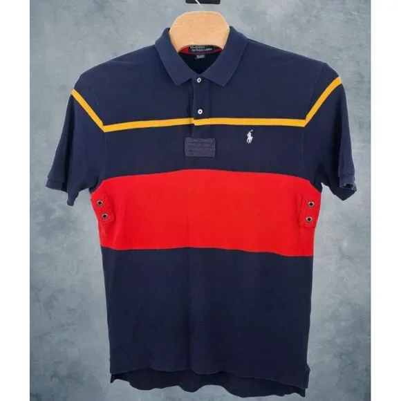 VTG Polo By Ralph Lauren Men's Striped Colorblock Vented Polo Shirt Size‎ XL Y2K