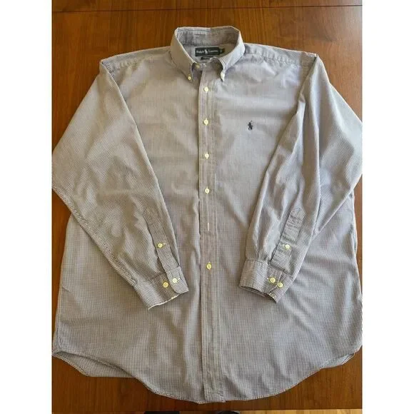 Polo Ralph Lauren Men's Yarmouth Blue Check Button Down Shirt - Size 17-34/35