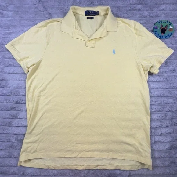 Polo Ralph Lauren Mens XL Yellow Short Sleeve‎ Cotton Blue Pony Easter Spring