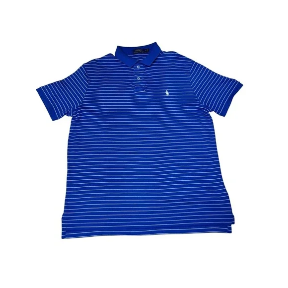 Polo‎ Ralph Lauren Men's Blue Striped Polo Shirt Casual Golf Preppy Medium