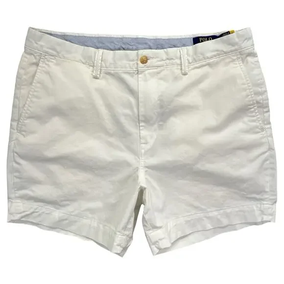 Polo Ralph Lauren Chino Shorts Mens 35 White Stretch Cotton Twill