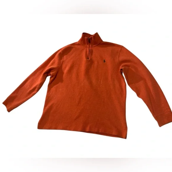 Polo by Ralph Lauren Vibrant Orange 1/4 Zip-Up Ribbed Sweater In Men’s Size L
