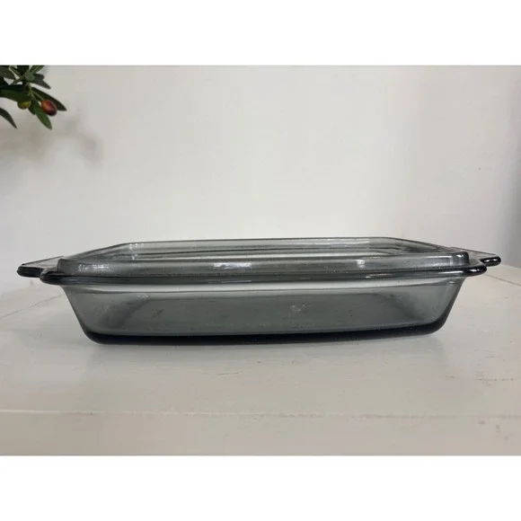Vintage Visions Smoke Grey Glass Rectangular Baking Dish