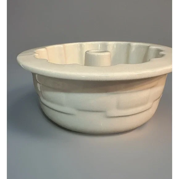 Longaberger Single Mini Bundt Cake Pan Woven Traditions Pottery Ivory 6