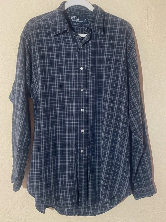Polo by Ralph Lauren Lowell Sport Navy and Gray Plaid Button-Down Shirt
