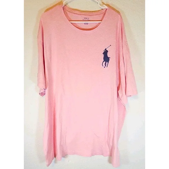 Polo Ralph Lauren Big Pony Logo Pink Cotton Crew Neck T-Shirt Men's 3XB