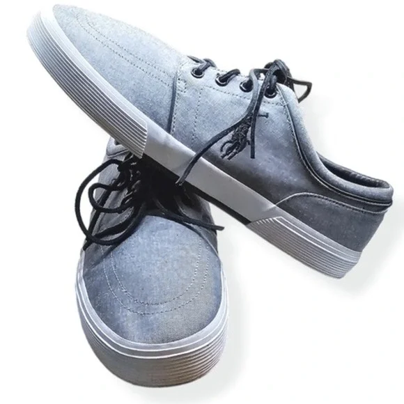 Polo Ralph Lauren Faxon Men Size 13‎ Boat Shoes Low Canvas Gray Sneakers Preppy