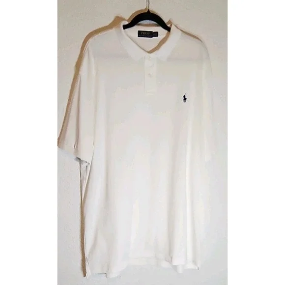 Polo Ralph Lauren Men's XXL Big & Tall White Polo Shirt Short Sleeve Logo
