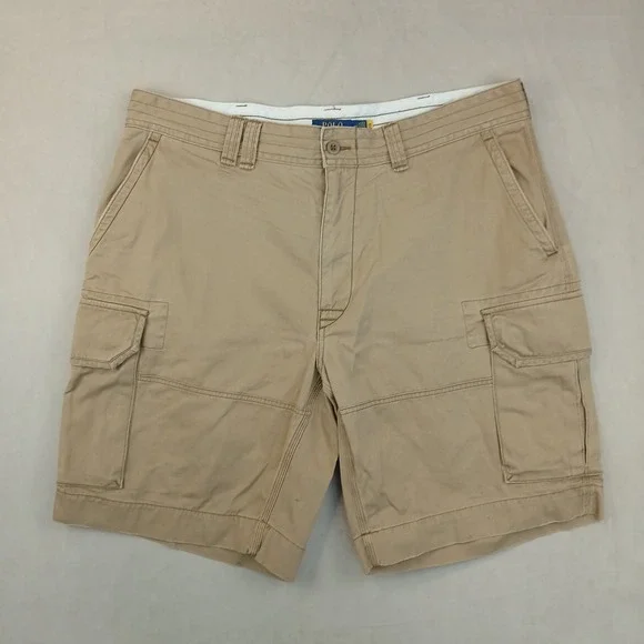 Polo Ralph Lauren 40x10 Mens Cargo‎ Shorts Khaki Pockets FLAWS