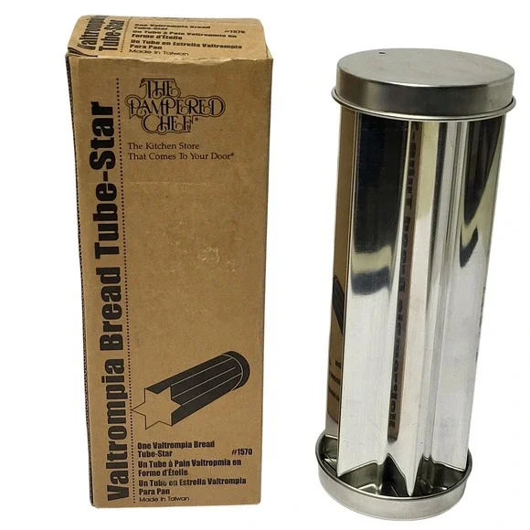 The Pampered Chef Valtrompia Bread Tube Star Shape Stainless‎ Steel 1570 Silver