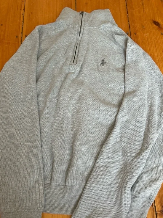 Polo by Ralph Lauren Light Gray Quarter-Zip Sweater