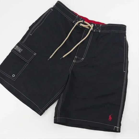 Polo Ralph Lauren Swim Trunks Mens Small Black Classic Cargo Streetwear