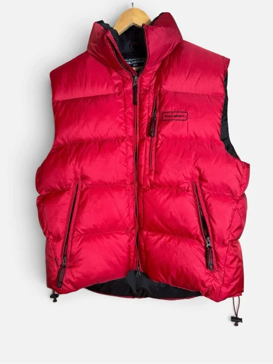 Vintage 90s Ralph Lauren Polo Sport Down Puffer Vest Red Men's L