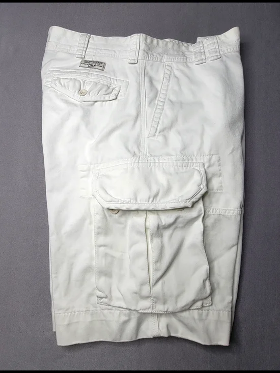 Polo Ralph Lauren Vintage Mens Gellar Fatigue Cargo Shorts Color White Size 34