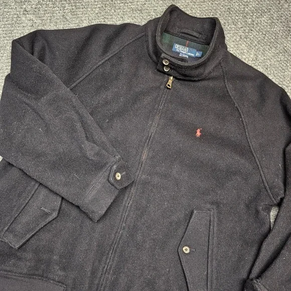 VTG Polo‎ Ralph Lauren Wool Blend Bomber Jacket Plaid Lined Full Zip Mens L Read
