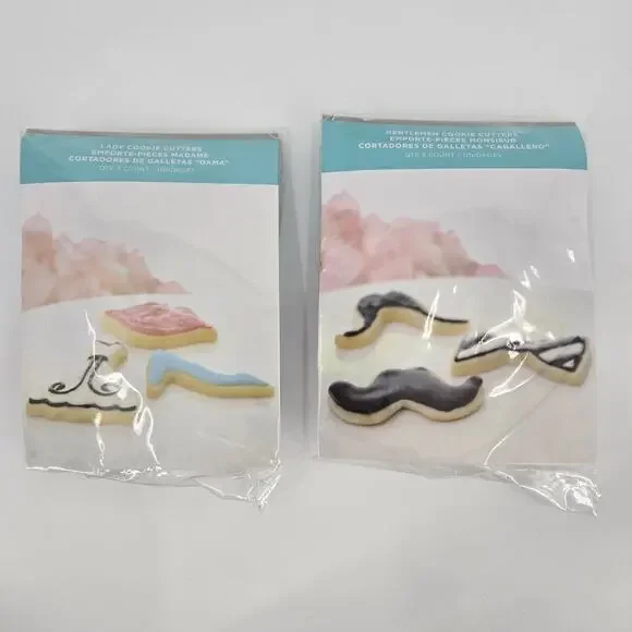 Lady and Gentleman cookie cutter sets NEW dress lips heel bow tie mustache
