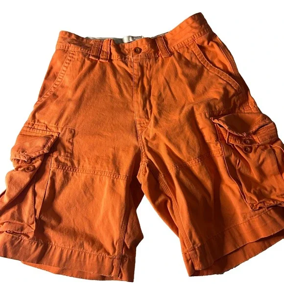 Polo Ralph Lauren Cargo Short Mens 30 Orange Flat Front Medium Wash Beach Cotton