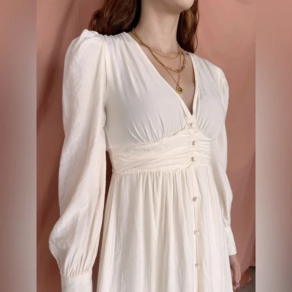 By the River Romantic Pinstripe Cottage Midi Dress