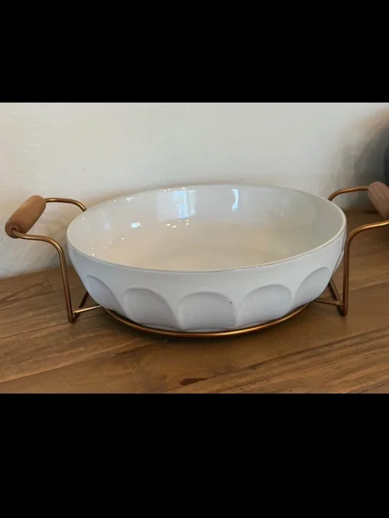 3qt hearth and hand with magnolia stoneware baking dish and caddy