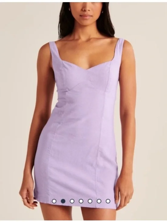 Abercrombie & Fitch Linen Blend Lilac Sweetheart Neckline Mini Dress XL Purple