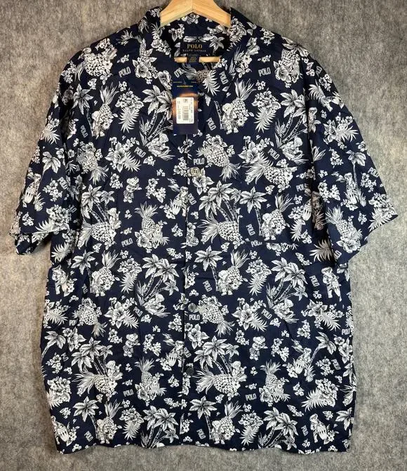 NEW Polo Ralph Lauren Mens XL Sleepwear Button Up Hawaiian Bears Sleep Shirt
