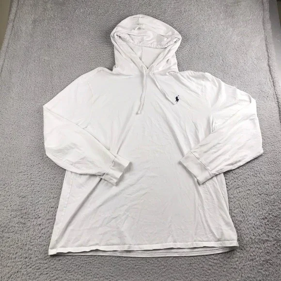 Polo Ralph Lauren Hooded T-Shirt Mens XXL White Long Sleeve Pony Logo Hoodie