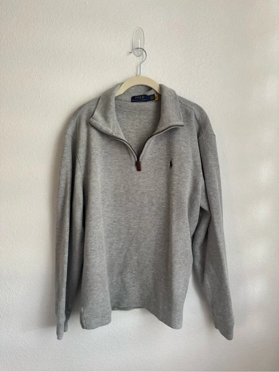 Polo by Ralph Lauren Light Gray Half-Zip Pullover Sweater