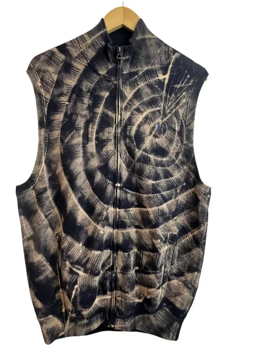 Polo Ralph Lauren Men's Full Zip Tie Dye Vest Cardigan Sweater Size Large