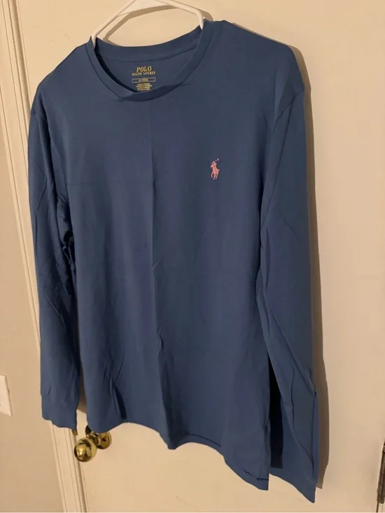 Polo by Ralph Lauren Long Sleeve Tee - Blue with Pink Pony