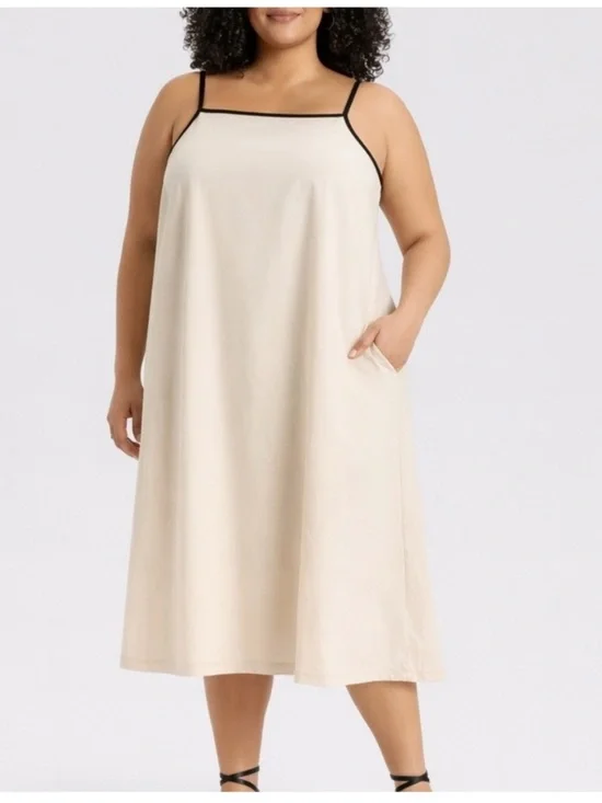 Woman’s Smocked Midi A Line Dress Ava & Viv Size XXL NWT Flowy Bohemian