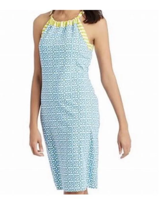 J. Mclaughlin Womens Maria Halter Dress Catalina Cloth Geometric Shelf Bra S