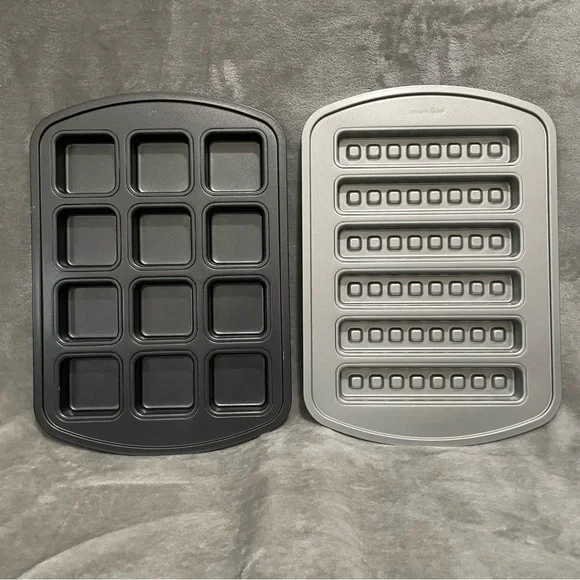 Pampered Chef Brownie Bite & Waffle Stick Pans Set Nonstick Bakeware Lot