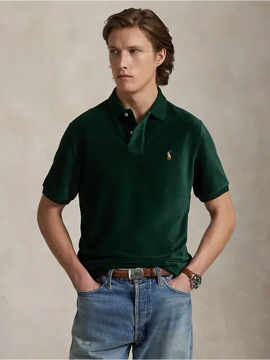 Polo Ralph Lauren Classic Fit Knit Corduroy Polo Shirt in College Green Size XL